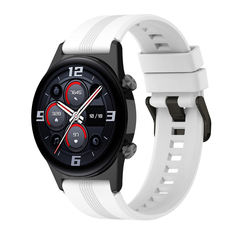 For Honor Watch GS3 Stripe Design Silicone Watch Strap 22mm Replacement Wrist Band with Stainless Steel Buckle For Honor Watch GS3 Stripe Design Silicone Watch Strap 22mm Replacement Wrist Band with Stainless Steel Buckle